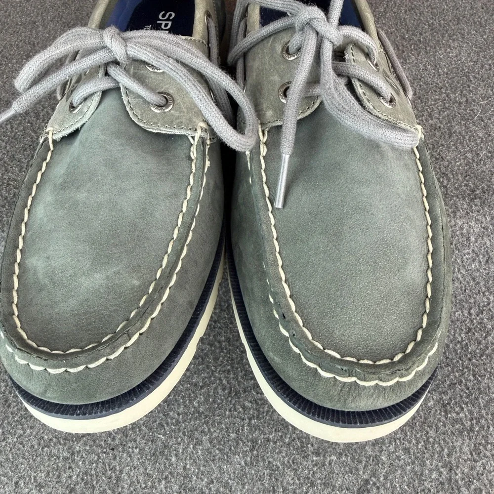 Sperry Top-Sider Mens 8.5 Gray‎ Leather Boat Shoes Round Toe Casual